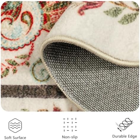 8x10 Area Rugs, Machine Washable Low Pile Floral Rugs - Image 7