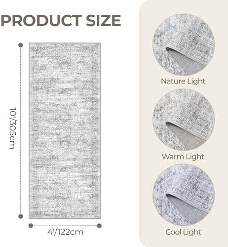 4x10 Runner Rug Non Slip, Washable Hallway Runner Rug - Image 2