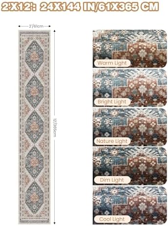 Hallway Runner Rug 2x12 Extra Long Washable Runner - Image 2