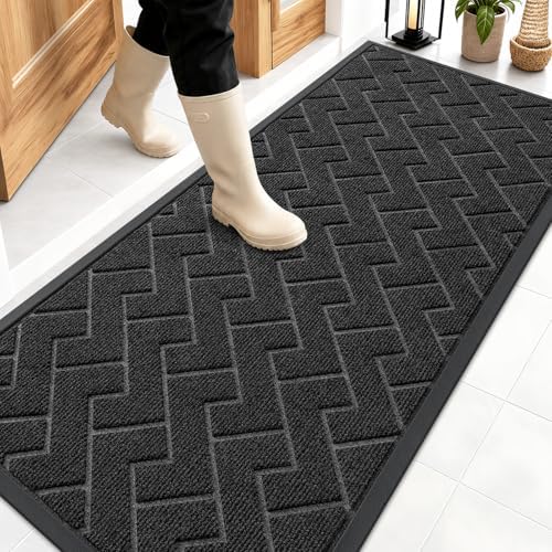 OLANLY Front Door Mat Outside 59x23, All-Season Absorbent Rubber Doormat by OLANLY