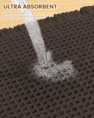 Smiry Waffle Bath Mat 24X16, Extra Soft Absorbent Bathroom Rugs - Image 5