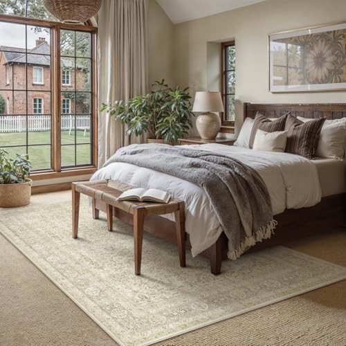 PureCozy Beige Area Rug 6x9 Vintage Traditional Distressed - Image 4