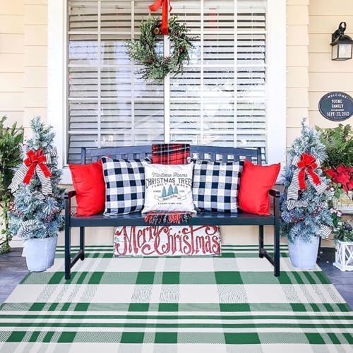 Christmas Plaid Outdoor Rug, Layering Rug - Image 5