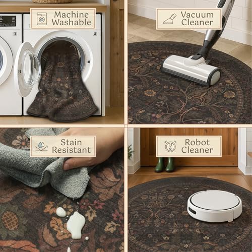 Washable 8ft Large Round Area Rug - Image 4