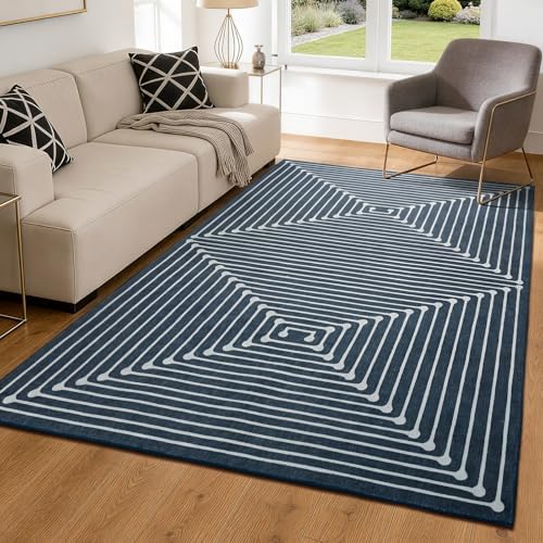YIHOUSE Washable 5x7 Area Rugs for Living Room, Soft Modern Geometric Carpet by YIHOUSE