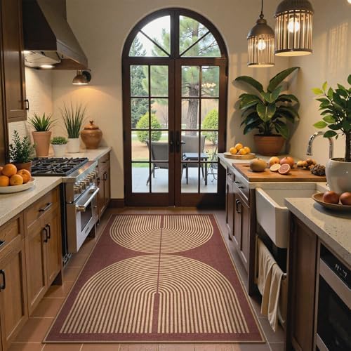Lahome Rainbow Easy Jute Rug, 3x5 Red Front Porch Entry Way Rugs Indoor - Image 6