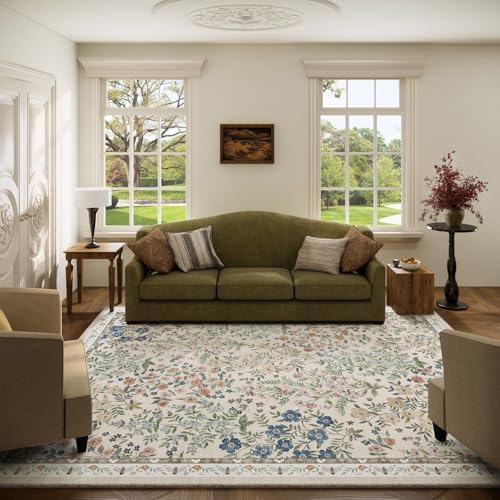 Machine Washable Rugs for Living Room: 5x7 Area Rugs for Bedroom Vintage Stain by palohom