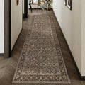 HUGEAR 2x8 Brown Vintage Floral Washable Runner Rug by HUGEAR