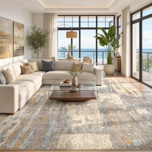 Toneed Washable 8x10 Camel Area Rug by Toneed