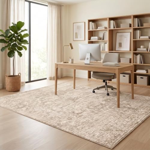 RUGIXE 5x7 ft Beige Washable Area Rug - Image 4