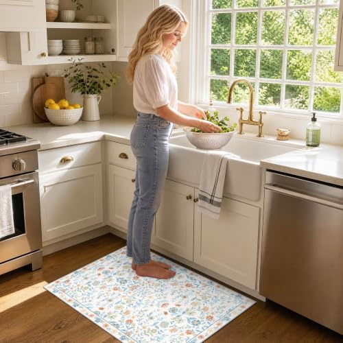 SameBed Washable 2x3 Entryway Area Rug, Vintage Kitchen Rug White - Image 2