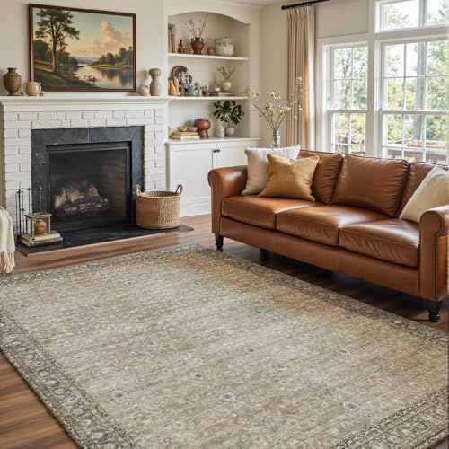 5x7 Grey Brown Washable Area Rug by Unknown