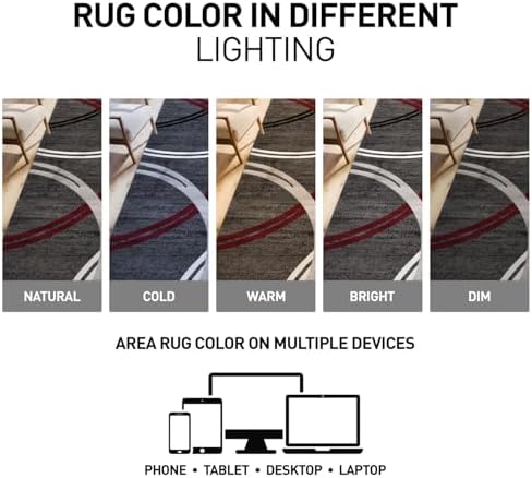 Rugshop Wavy Circles Modern Non-Shedding Runner Rug Red 2' x 7'2" - Image 4