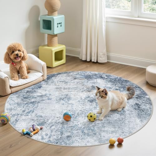 DMOYEST 5ft Round Area Rug for Living Room Washable Non Slip Circle Rug - Image 5