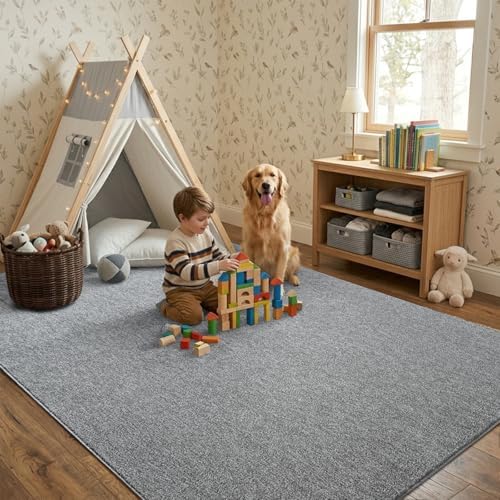 6x9 Large Grey Area Rug Washable Non-Slip Soft Thin - Image 3