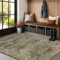 Vintage Moss Green 4x6 Area Rug by Unknown