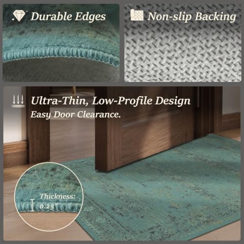 Turquoise 8x10 Washable Area Rugs - Image 5
