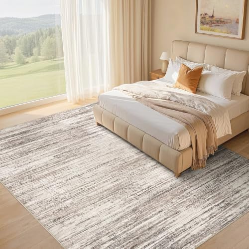 Area Rug Living Room-10X14 Abstract Washable Rug Dark Brown - Image 2