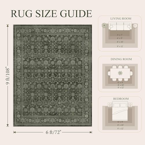 Washable Area Rug 6x9, Non-Slip Boho Carpet - Image 2