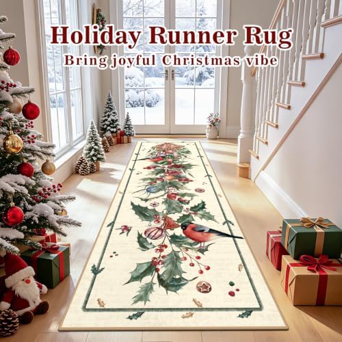 nesrt Christmas Bird Runner Rug 2x6ft Washable Non Slip - Image 6