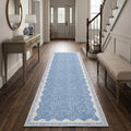 Garvee Washable Hallway Runner Rug 2x6 Runner Rug Bordered Wave Print Blue by Garvee