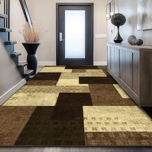 Modern Geometric Patchwork Indoor Taupe Area Rug - Image 6