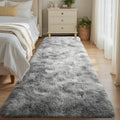 2x10 Tie-dye Grey Fluffy Soft Runner Rug Non-Slip by ModernHomeDecor