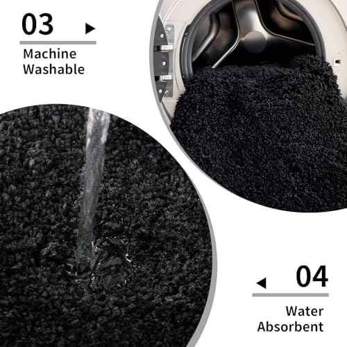 Disolla Black Bathroom Rugs 24x48, Non-Slip Plush Thick Bath Mat - Image 5