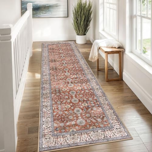 KUTA Vintage Washable Runner Rug 2.6x8 Red Clay Runners - Image 4
