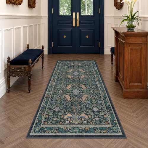 Blue 3x6 Washable Rug for Large Entryway by HazoHaus