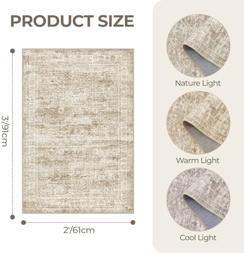 2x3 Rug Non Slip, Small Washable Entryway Rug - Image 2