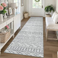 KUTA Moroccan Boho Geometric Washable Runner Rug 2.6x10 Grey Vintage by KUTA