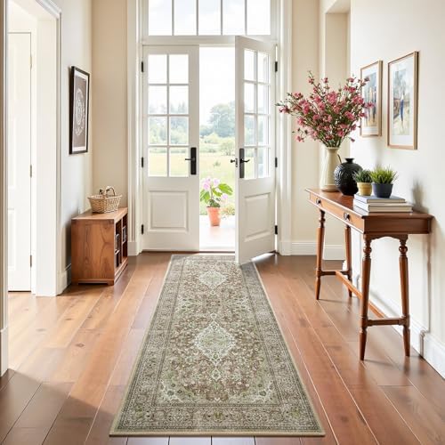 Green Washable Vintage Runner Rug, 2x6 Boho Bedroom Area Rugs, Soft Non Slip - Image 7