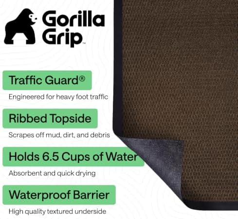 GORILLA GRIP Traffic Guard Indoor Outdoor Heavy Duty Door Mat, 47x35 Brown - Image 2