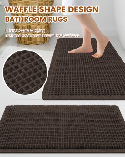 Smiry Waffle Bath Mat 24X16, Extra Soft Absorbent Bathroom Rugs - Image 3