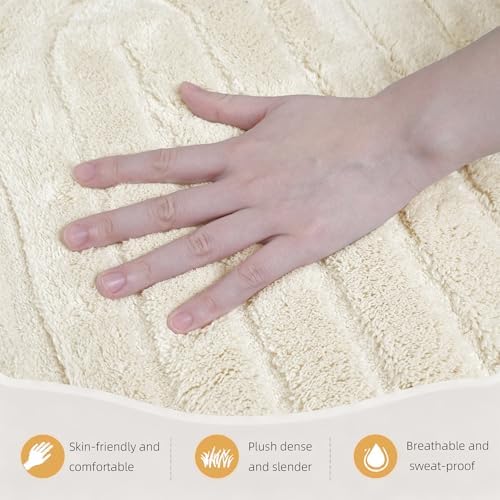 Beige 5x7 Solid Color Area Rug, Washable Rugs - Image 4