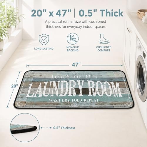 ROMAMIGO Laundry Room Rug Runner Non Slip Laundry Mats Mudroom Runner Bathroom - Image 2