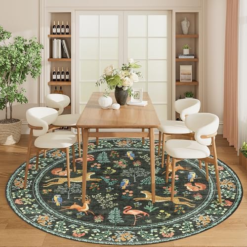 DUKINO 6ft Round Rug for Bedroom, Washable Soft Non Slip Circle Rug - Image 4