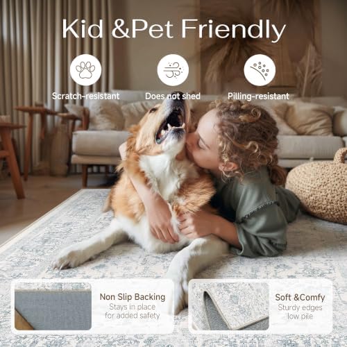 PureCozy Blue 9x12 Washable Area Rug - Image 4