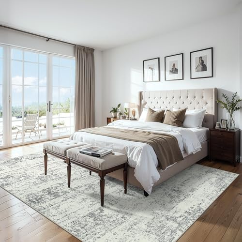 PLHXFR Area Rug Living Room: 5x7 Modern Abstract Washable Carpet Grey - Image 3