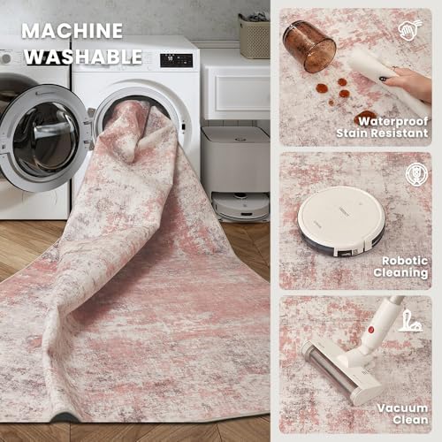 6x9 Pink Gray Washable Area Rug - Image 5