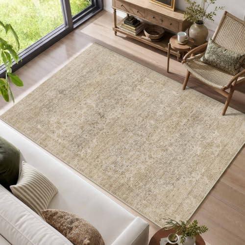 3x5 Washable Boho Entryway Area Rug Dark Beige Non-Slip Door Mat - Image 2