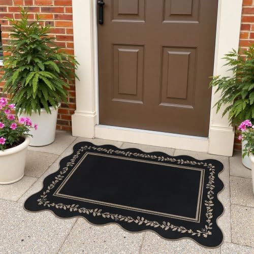 Rugalia Easy Jute Scalloped Entryway Rug 2x3 Black Front Door Mats - Image 6