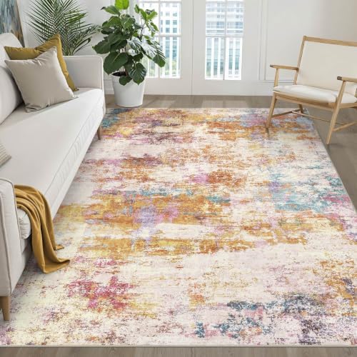 LOONGRUG 6x9 Area Rug Washable Neutral Moder Living Roomn Rug Multi Gold by LOONGRUG