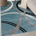 Rugshop Wavy Circles Modern Fade-Resistant Area Rug Blue 3'3" x 5' by Rugshop