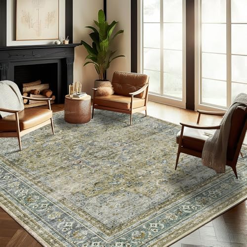 CHAMPLANT Washable Area Rug 9'x12' Boho Design Non-Shedding Easy Care Ideal by CHAMPLANT