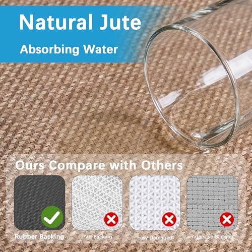 10ft Natural Jute Hallway Runner Rug Non Slip Washable, Rubber Backed Long - Image 4