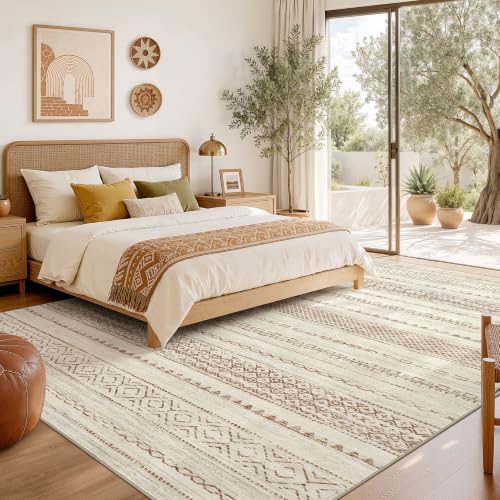 Nakagishi Boho 5x8 Area Rug Living Room Rugs Machine Washable Brown - Image 6