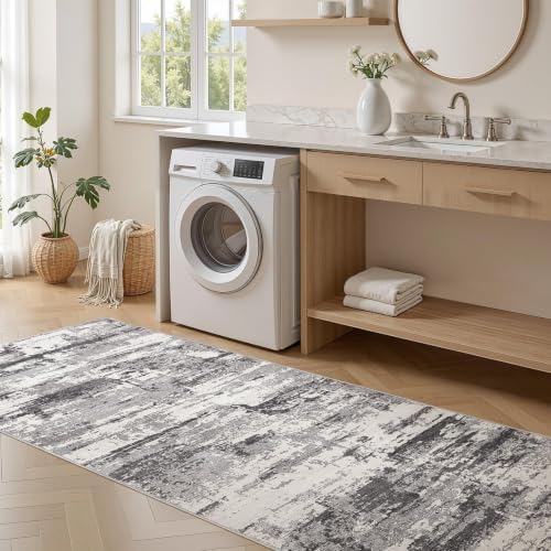 3x14 Runner Rug, Abstract Washable Hallway Rugs - Image 4