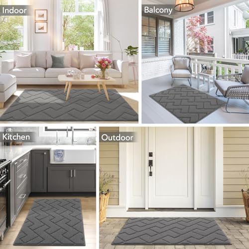 hicorfe Door mat Indoor Entrance, Dirt Trapper Door Mat, Non-Slip Welcome mat - Image 2